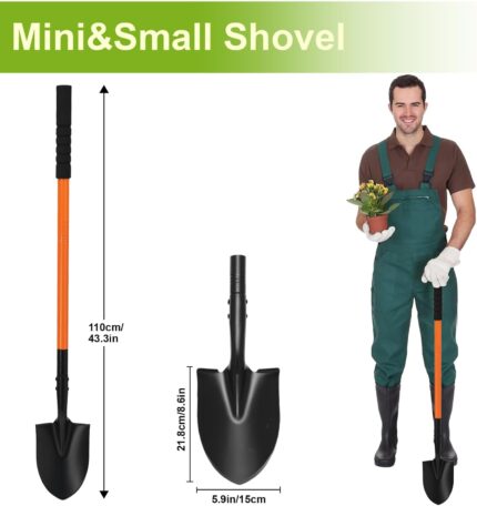 Compact Orange Handle Steel Digging Shovel – photo 2
