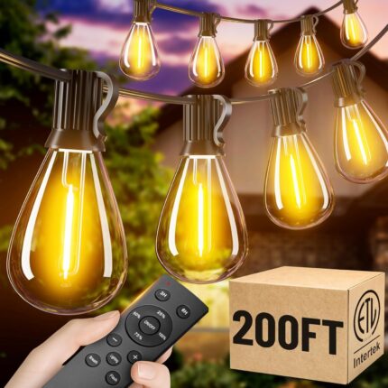 200FT Dimmable S14 LED Outdoor String Lights