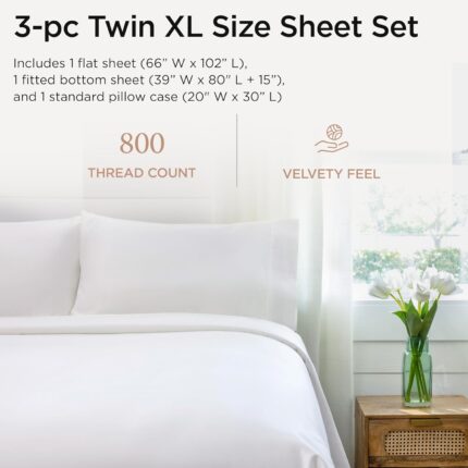 Threadmill White 800 TC Cotton Sateen Sheet Set - Hình 2