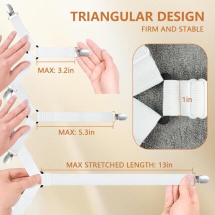 Adjustable White Triangular Bed Sheet Fasteners - Hình 2