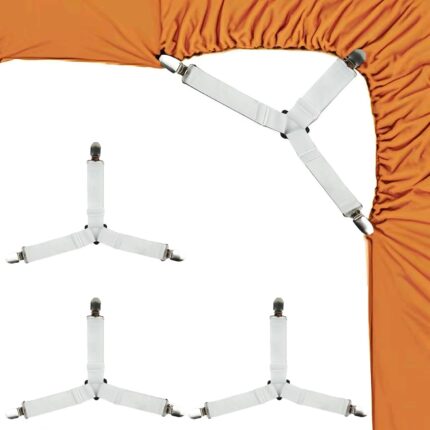 Adjustable White Triangular Bed Sheet Fasteners