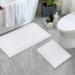 Plush White Cotton Bath Mat Set - Hình 4