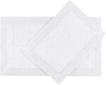Plush White Cotton Bath Mat Set - Hình 5