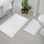 Plush White Cotton Bath Mat Set - Hình 6
