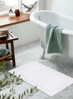 Plush White Cotton Bath Mat Set - Hình 8
