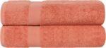 Peach Coral Cotton Bath Towels