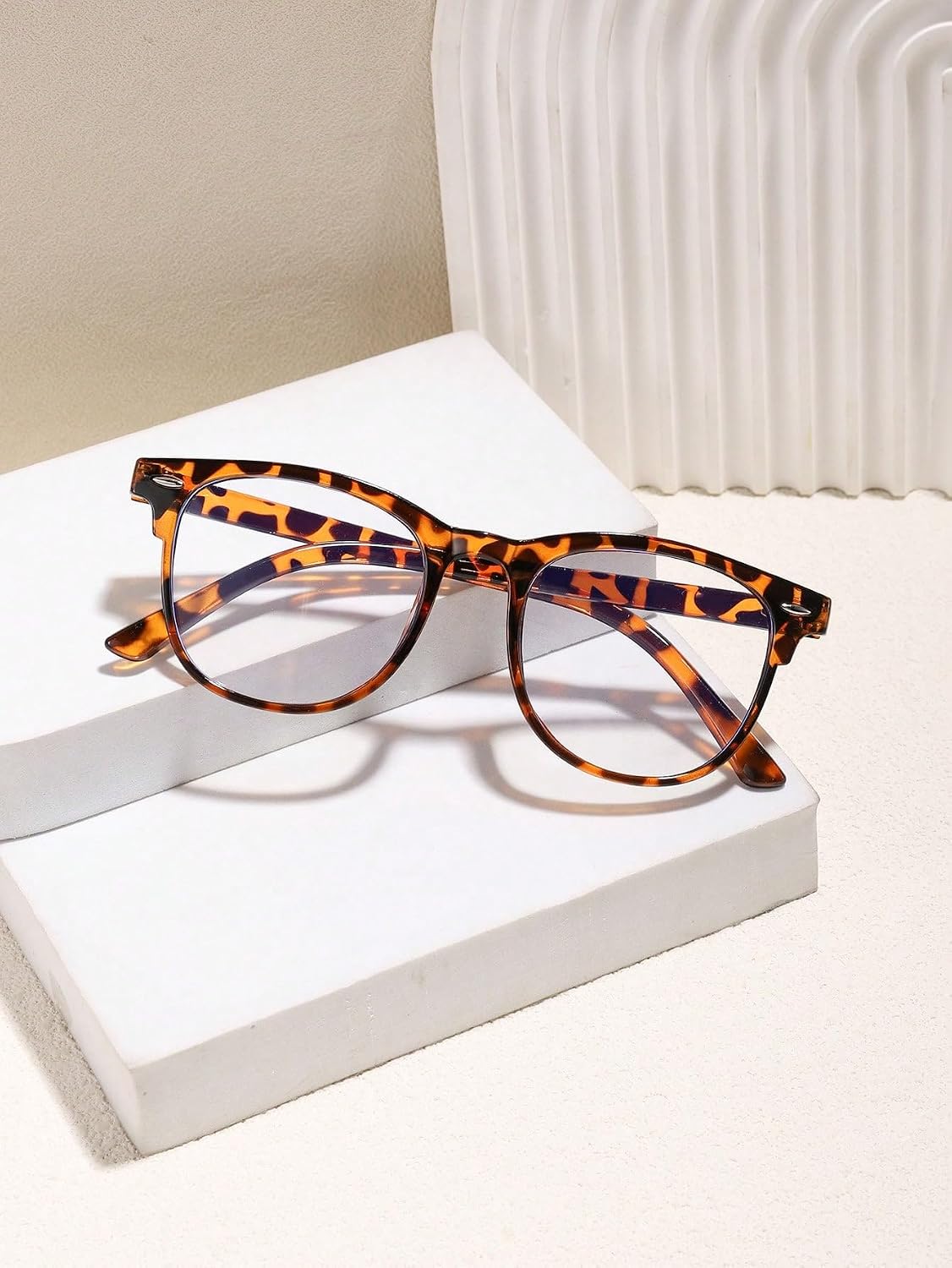 ENSARJOE Women's Leopard Print Glasses Boho Style Square Frame Acrylic
