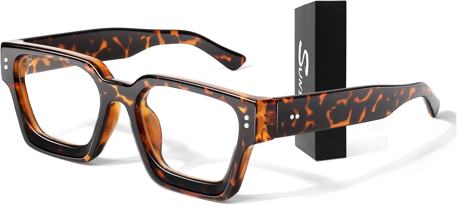 Sunier Oversized Thick Square Fake Clear Lens Glasses Women Men 100% — view 9