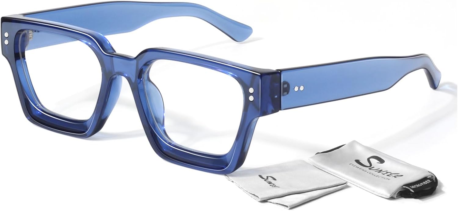 Sunier Oversized Thick Square Fake Clear Lens Glasses Women Men 100%