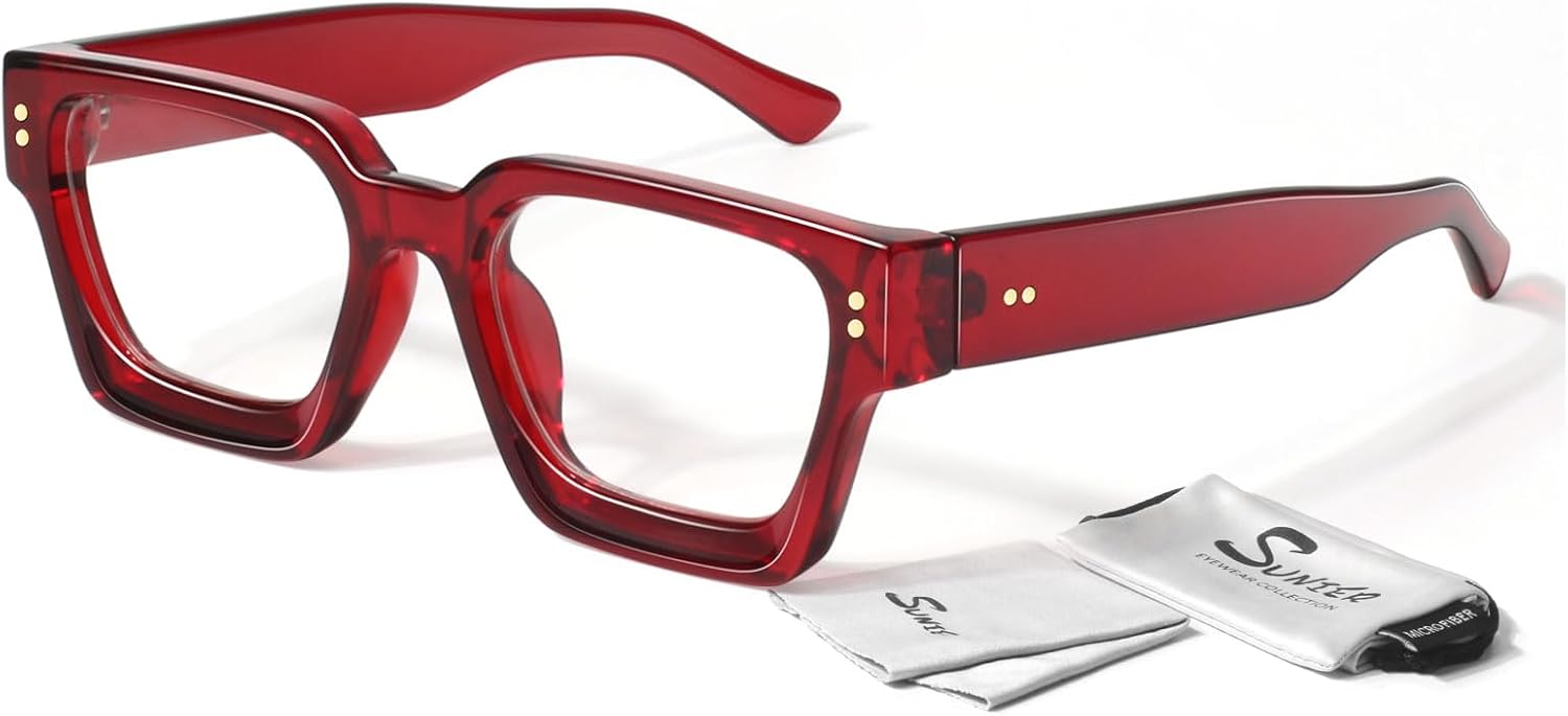 Sunier Oversized Thick Square Fake Clear Lens Glasses Women Men 100% — view 12