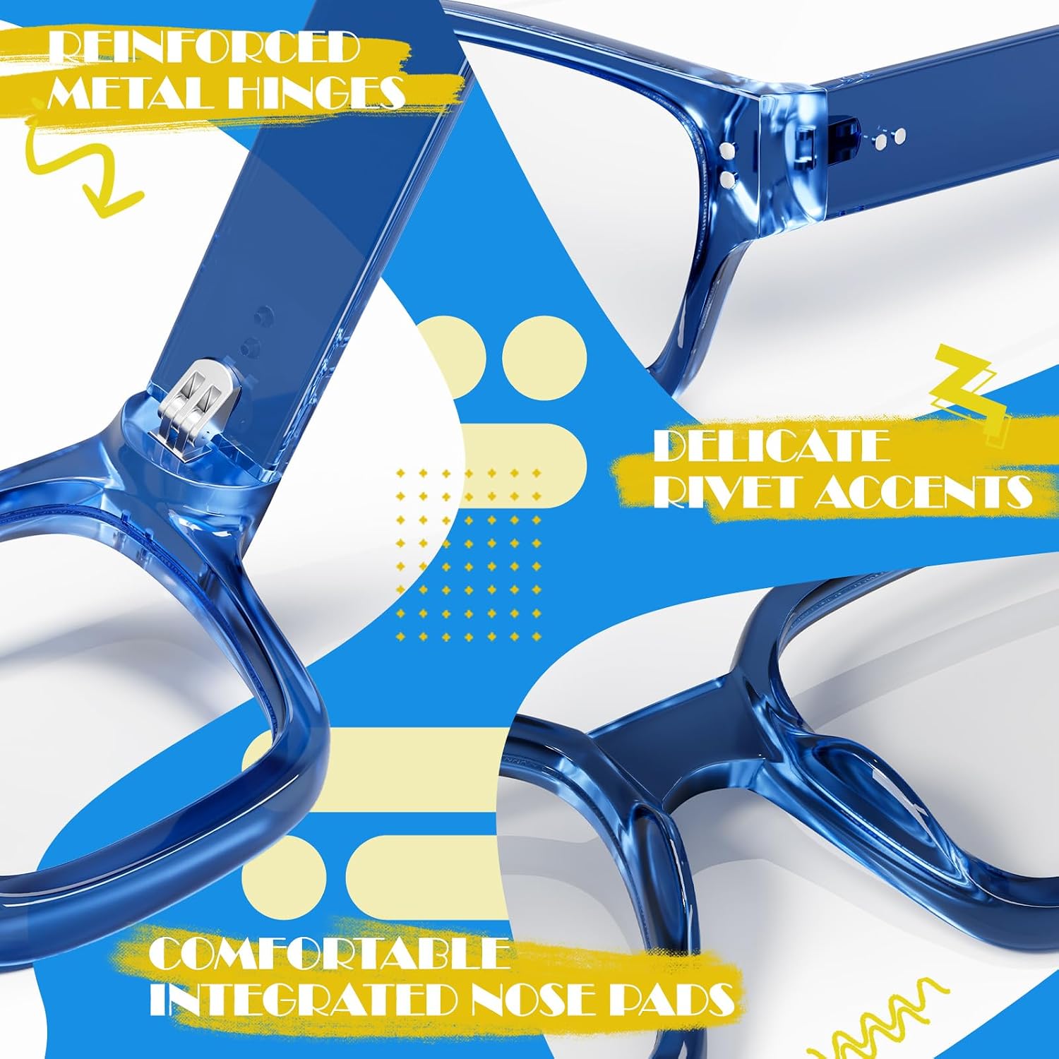 Sunier Oversized Thick Square Fake Clear Lens Glasses Women Men 100% — view 3