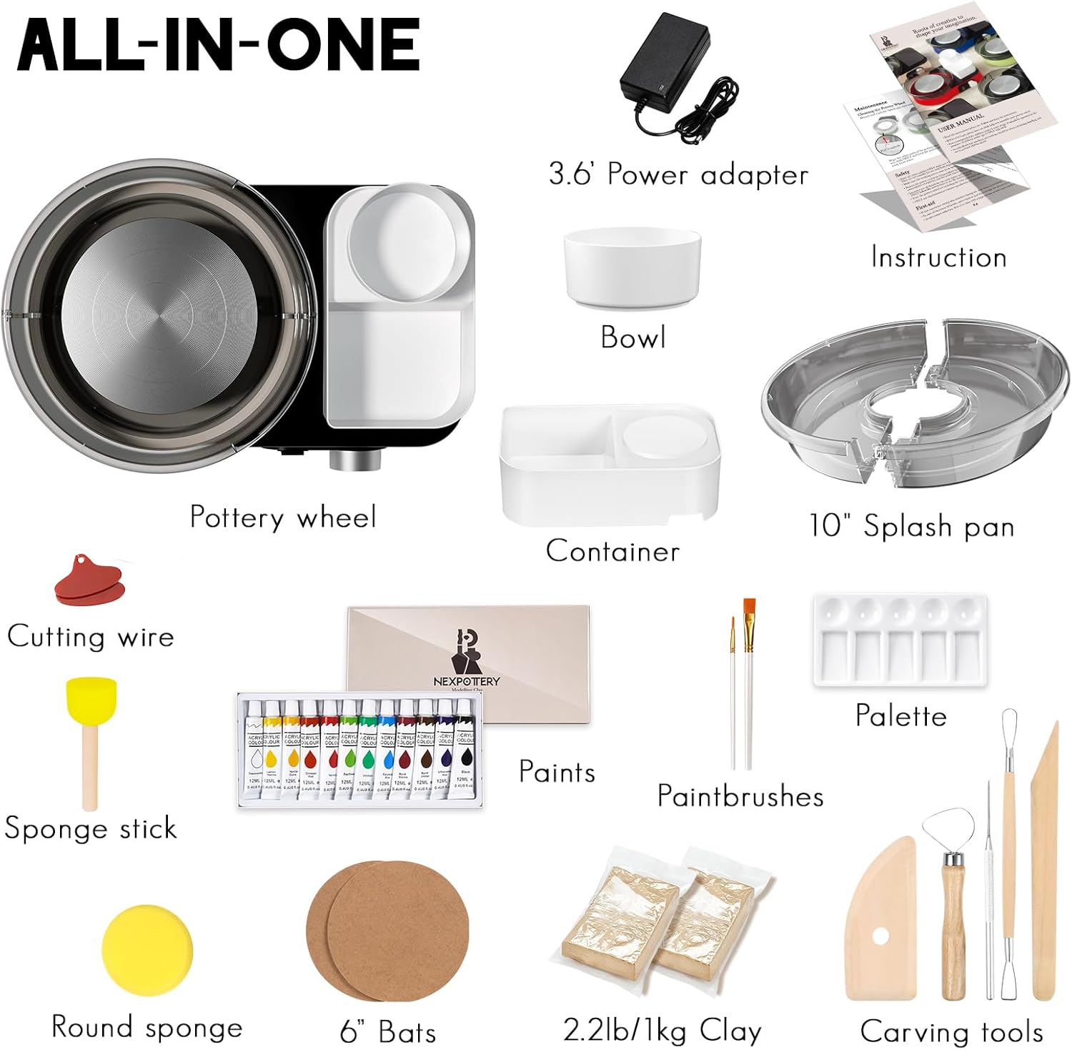 White Electric Pottery Wheel Kit - image 2