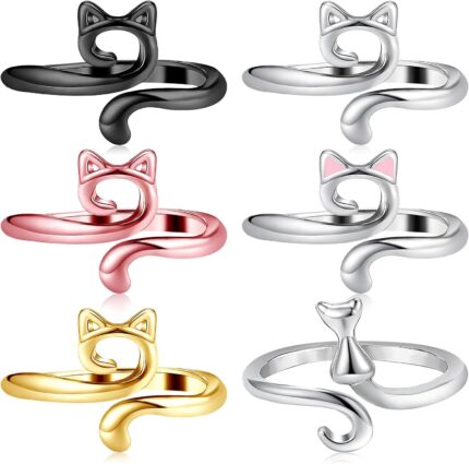 Cat Design Crochet Loop Rings