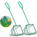 Green Aquarium Fish Net – 2-Pack with Rubber Handle – 3.9-inch