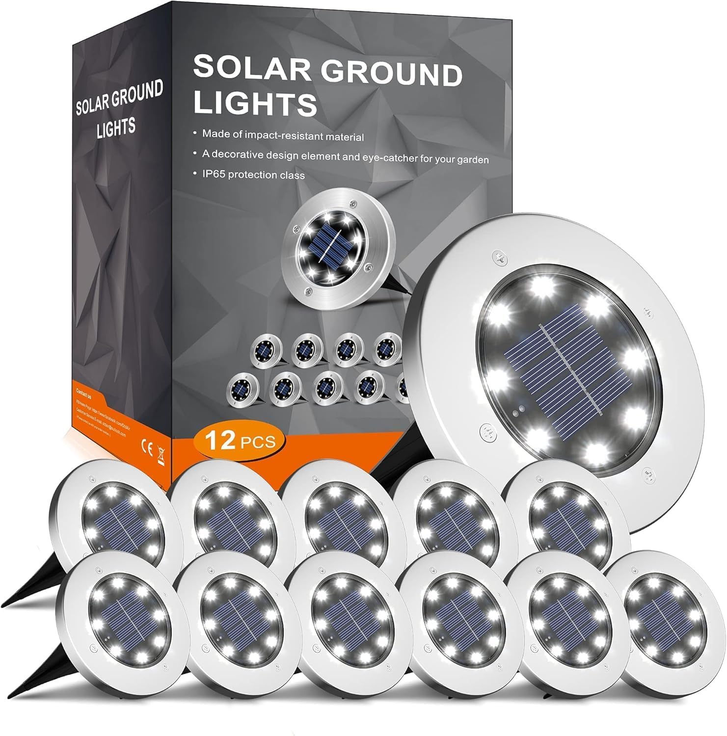 Outdoor Solar Lights 12-Pack Solar Ground Path Lights