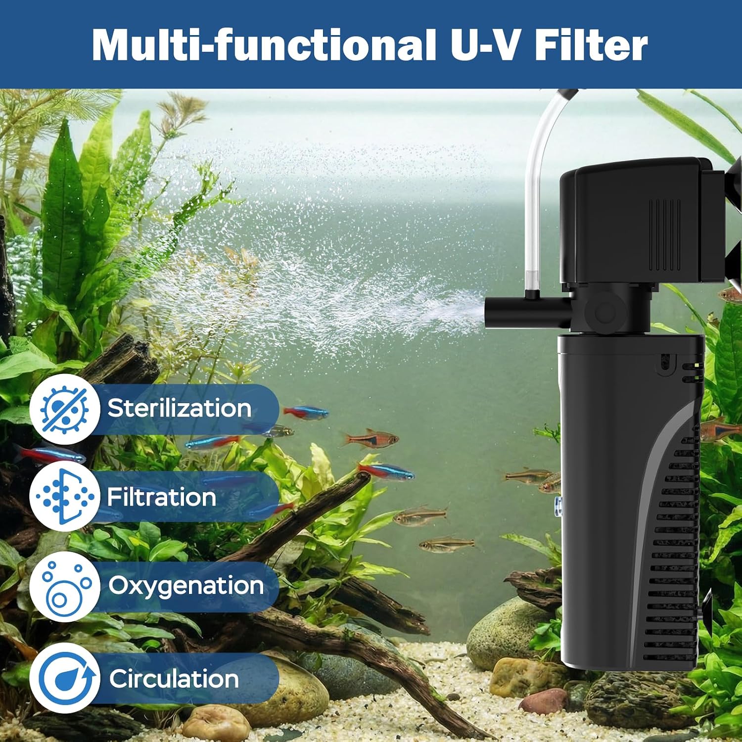 Submersible UV Aquarium Filter with Timer – Clear Water & — view 2