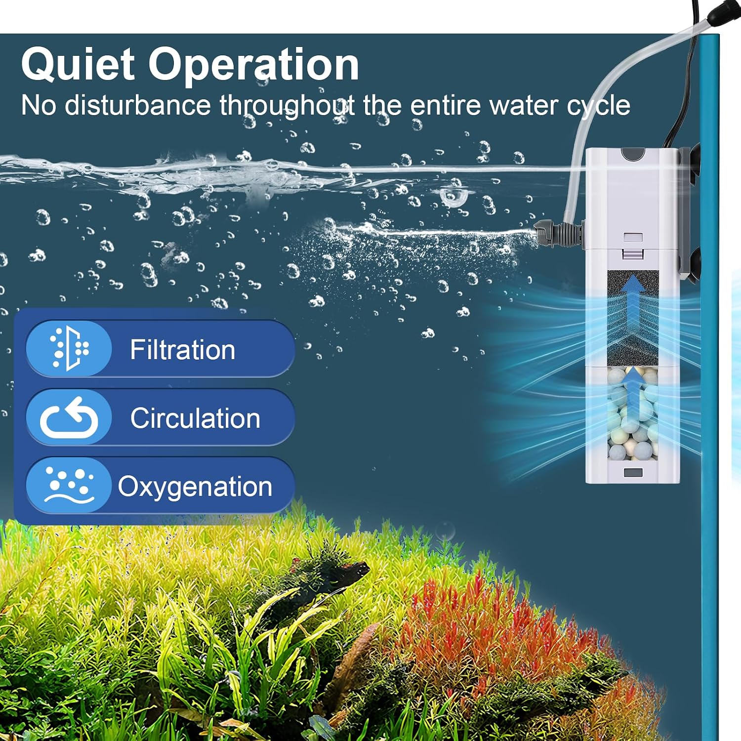 Double Deep Internal Aquarium Filter – Quiet for Crystal Clear Water — view 3