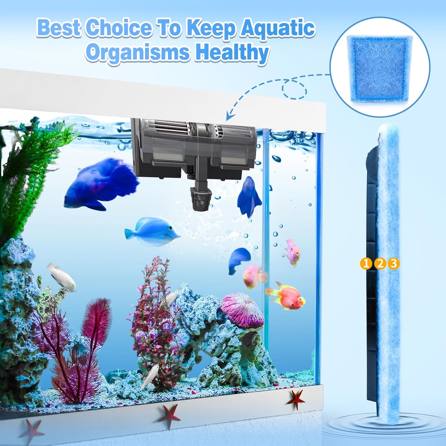 Blue Aquarium Filter Cartridges for Penguin Power Filters (6-Pack) — view 6