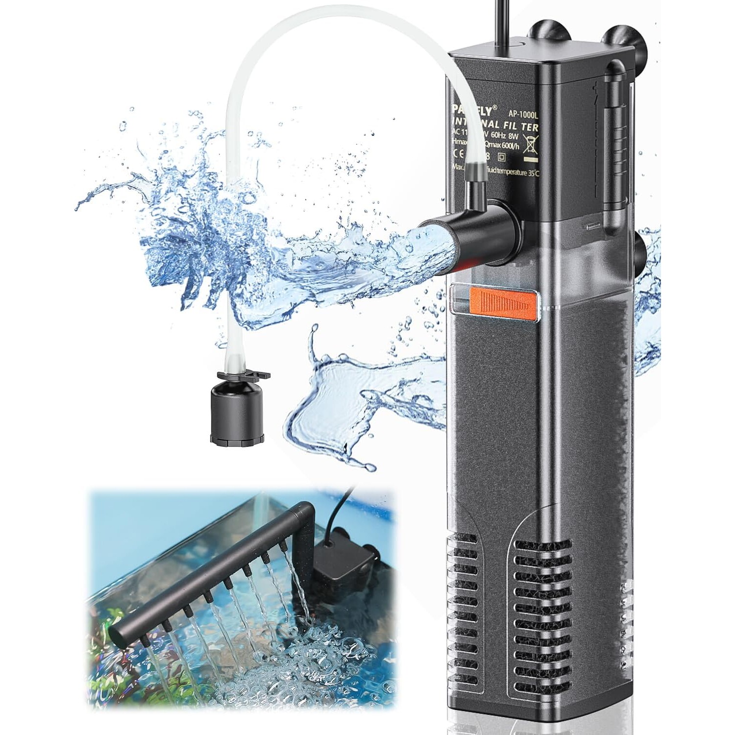 AP-300L Internal Aquarium Filter – 55 GPH for 3-10 Gal Tanks — view 10