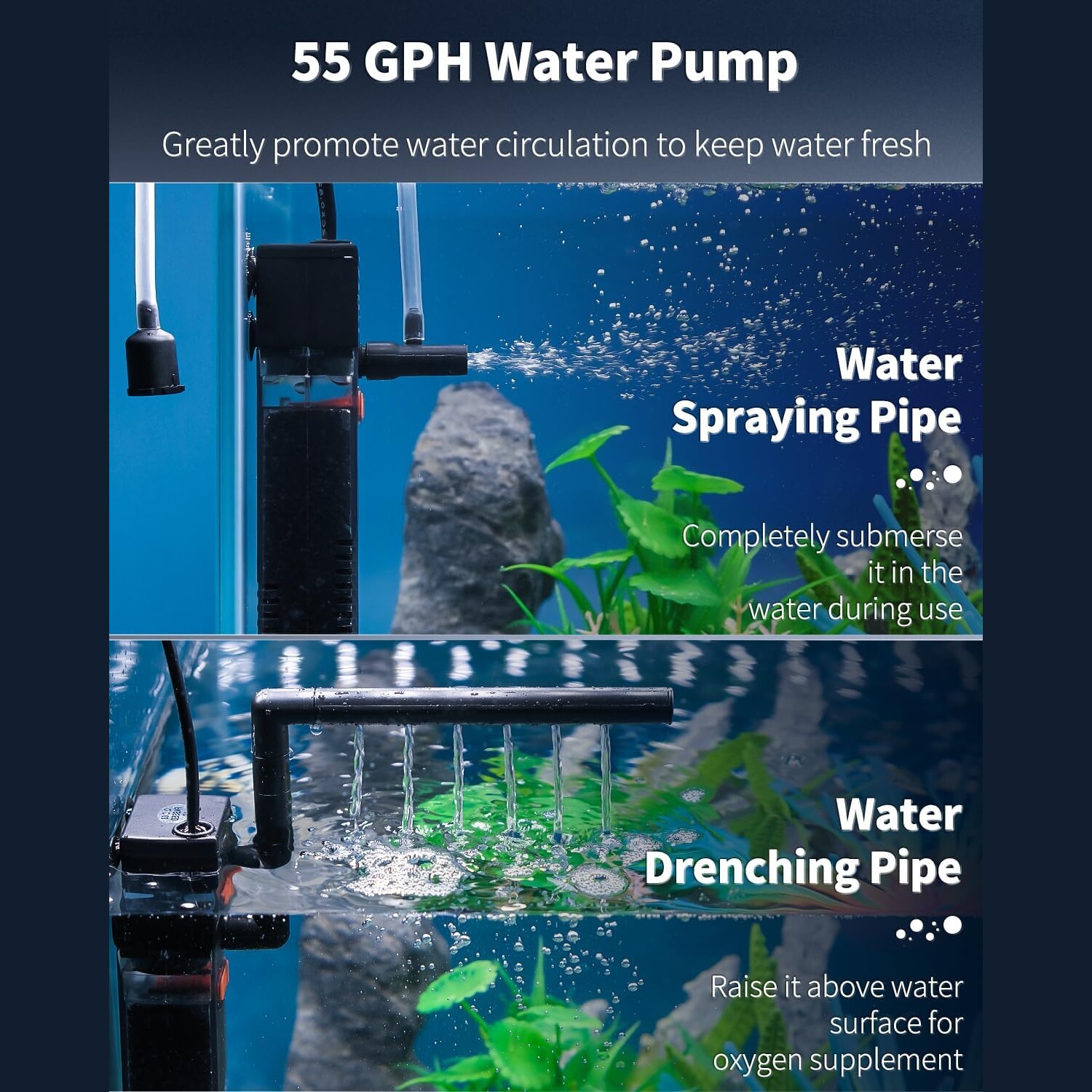 AP-300L Internal Aquarium Filter – 55 GPH for 3-10 Gal Tanks — view 3