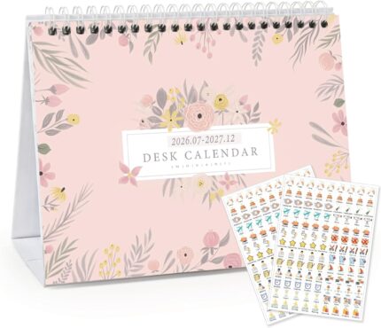 Pink Floral Desk Calendar