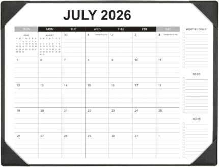 Large Black Corner Desk Pad Calendar