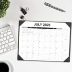 Large Black Corner Desk Pad Calendar