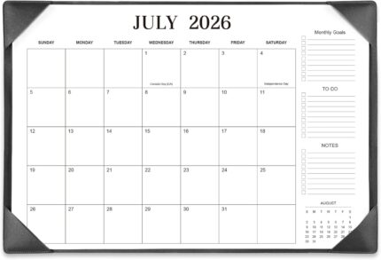 Executive Black Leatherette Desk Calendar Pad