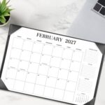Executive Black Leatherette Desk Calendar Pad