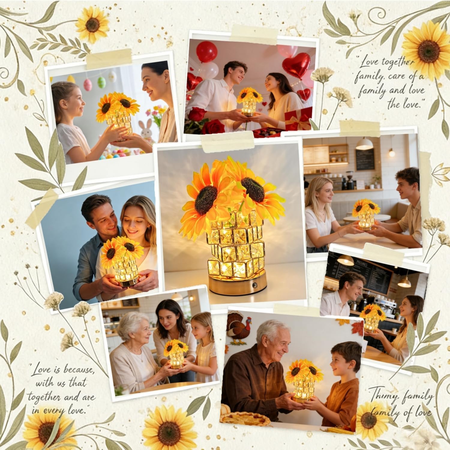 Radiant Sunflower Crystal Table Lamp