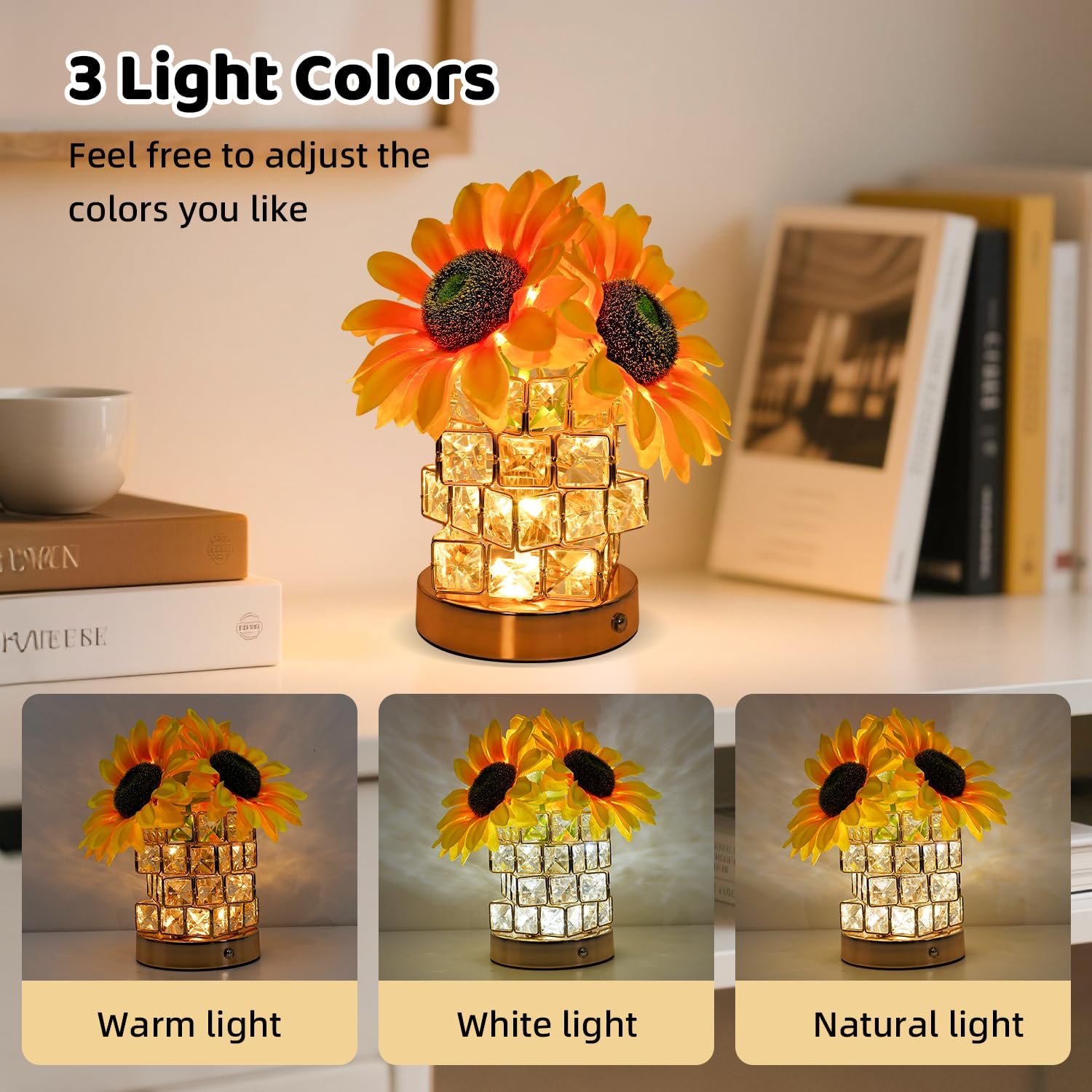 Radiant Sunflower Crystal Table Lamp