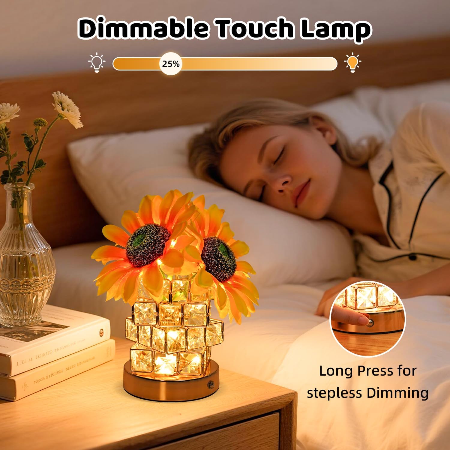 Radiant Sunflower Crystal Table Lamp