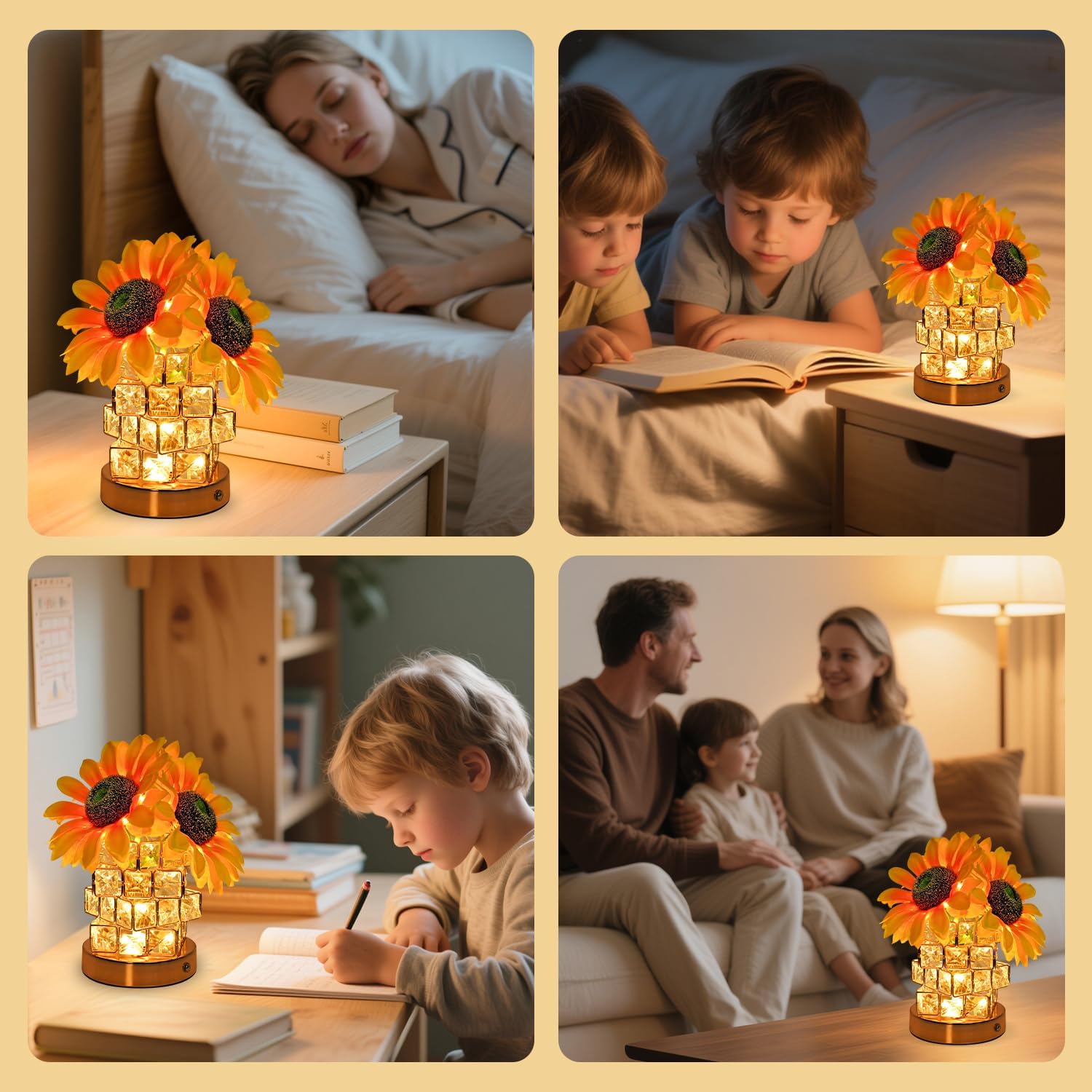 Radiant Sunflower Crystal Table Lamp