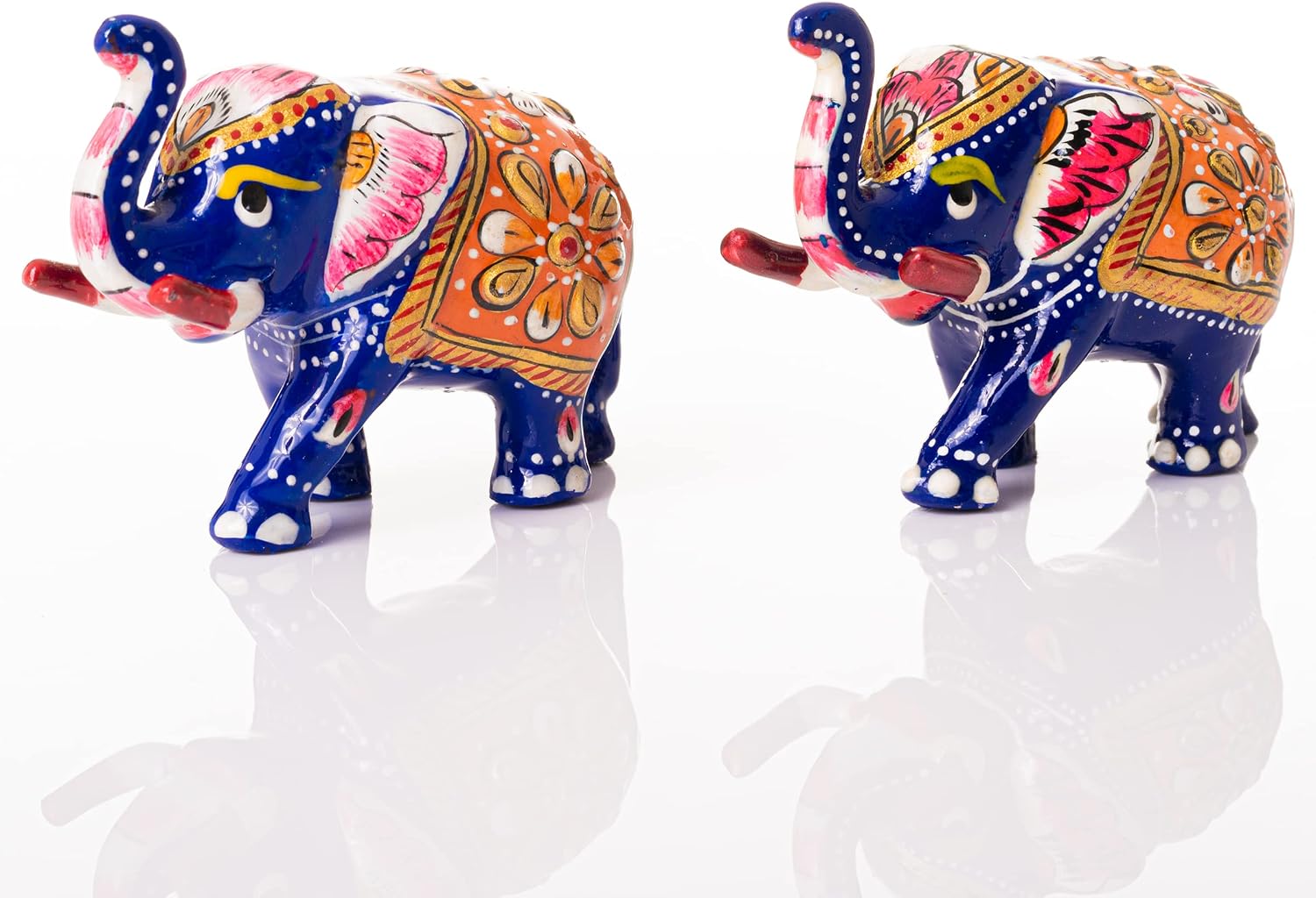 Hand-Painted Indian Elephant Figurines