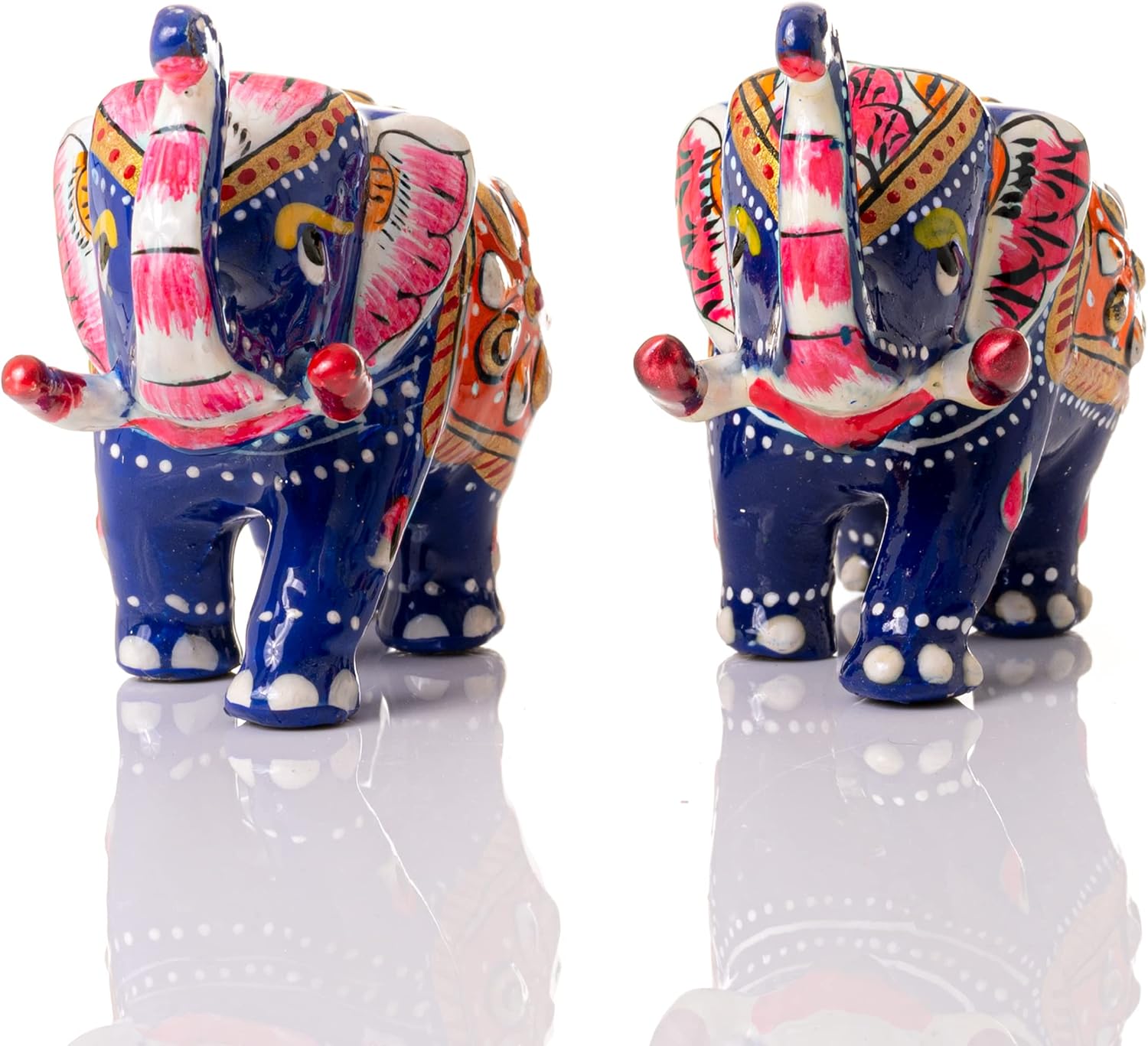 Hand-Painted Indian Elephant Figurines