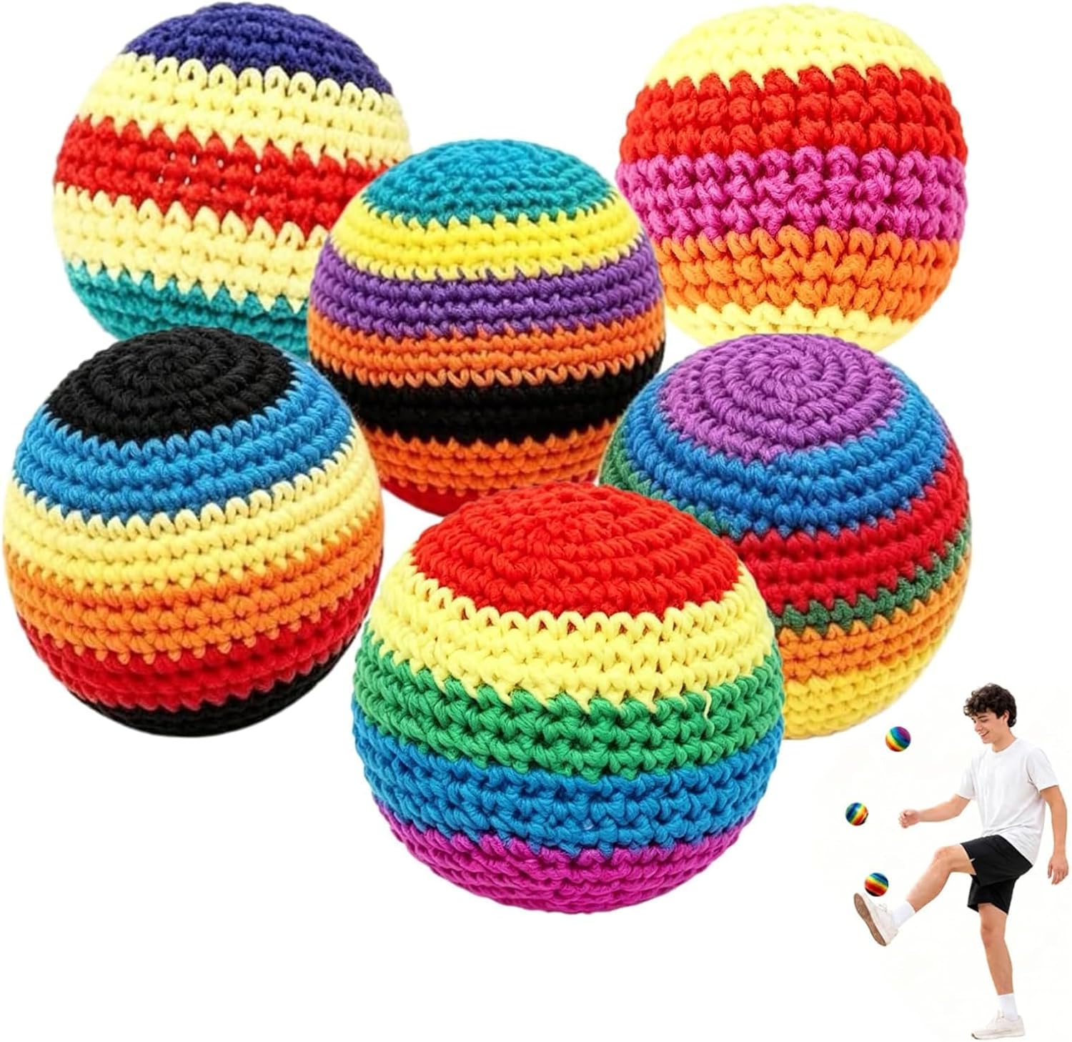 Rainbow Knit Footbags