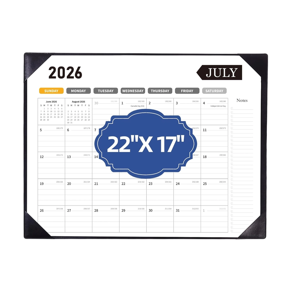 22x17 Inch Desk Calendar Large Black Desk Calendar 2026-2027