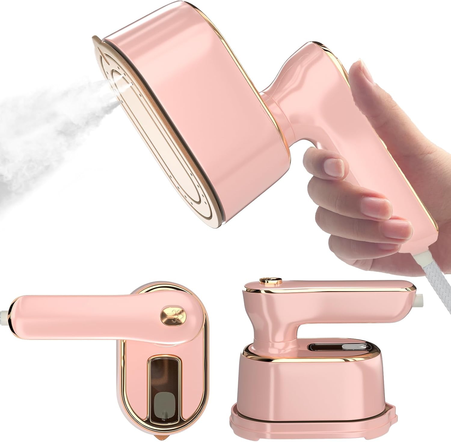 Portable White Gold Travel Steam Iron