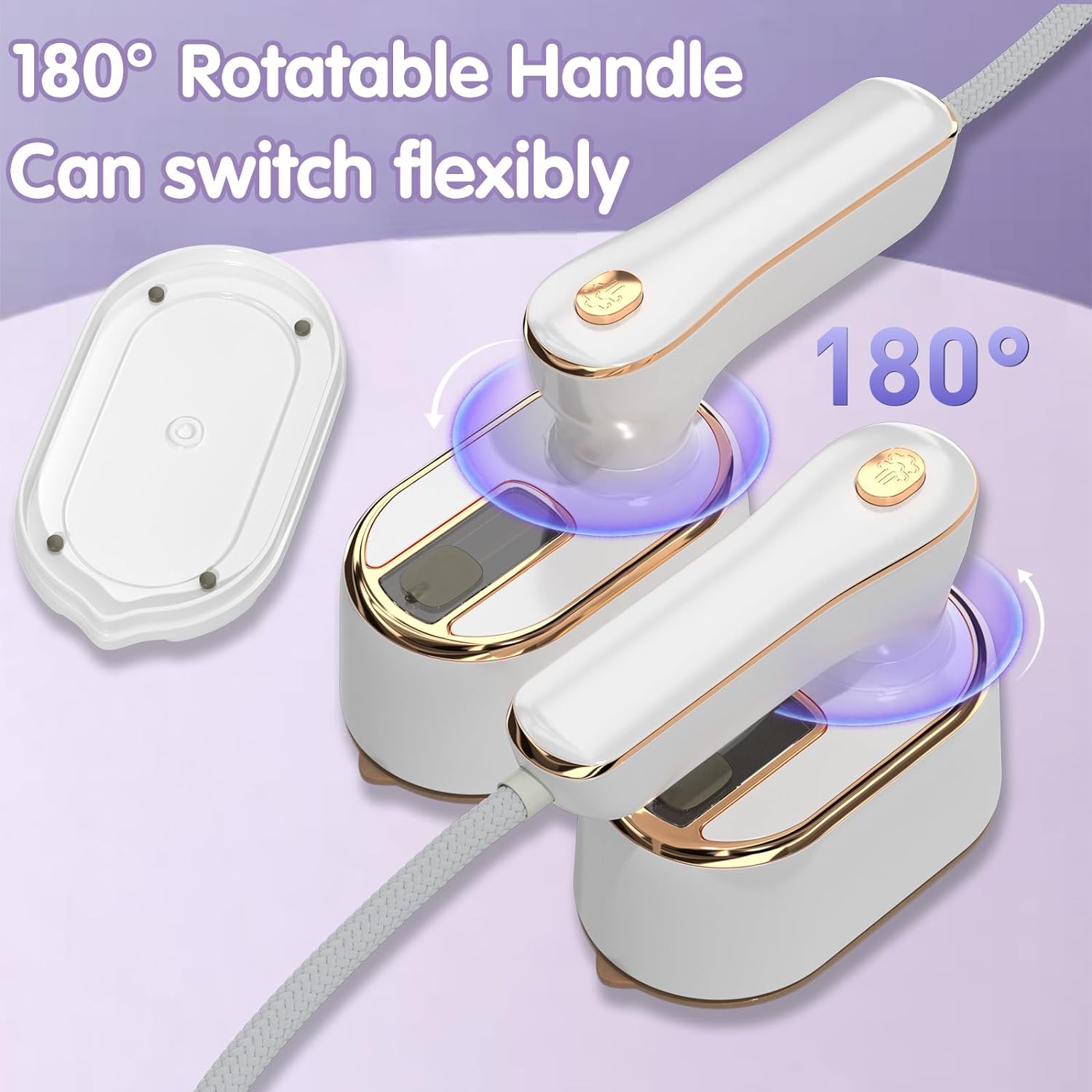 Portable White Gold Travel Steam Iron