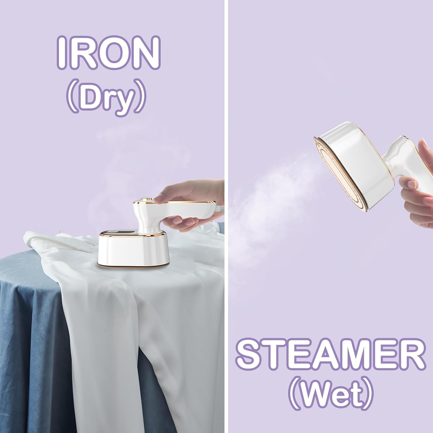 Portable White Gold Travel Steam Iron