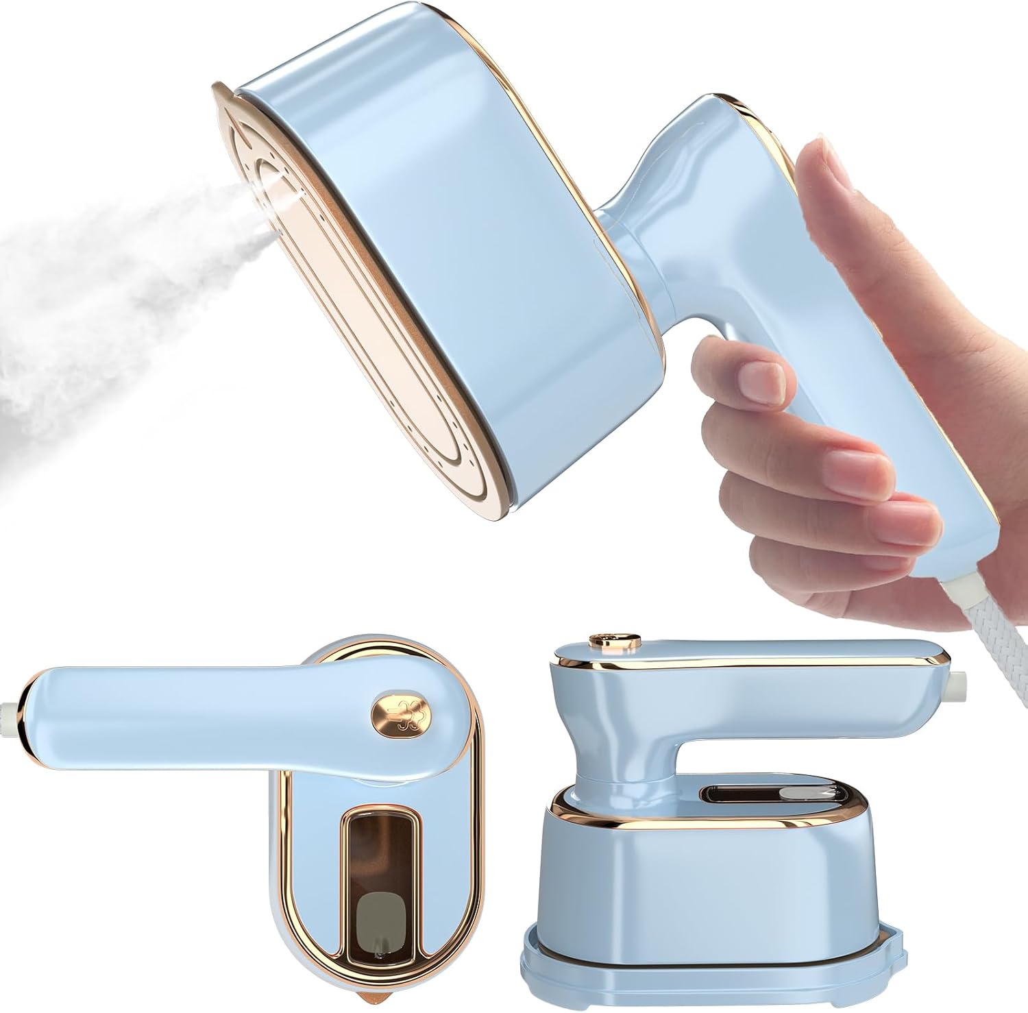 Portable White Gold Travel Steam Iron