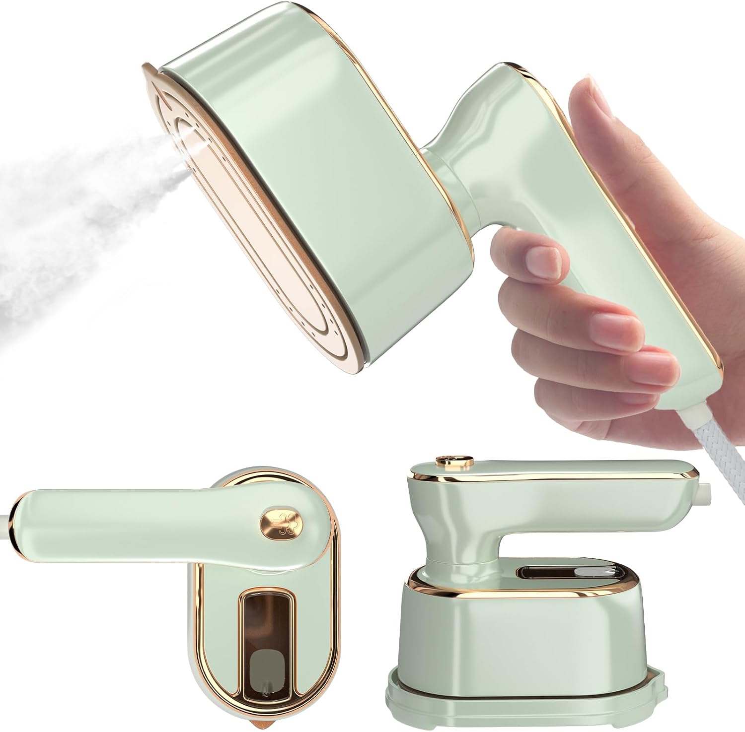 Portable White Gold Travel Steam Iron