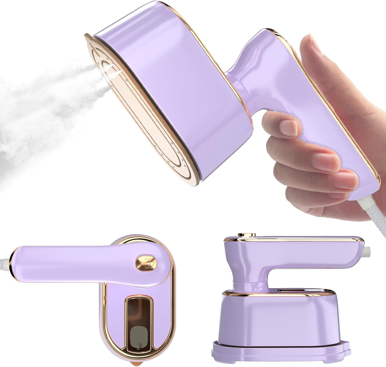 Portable White Gold Travel Steam Iron