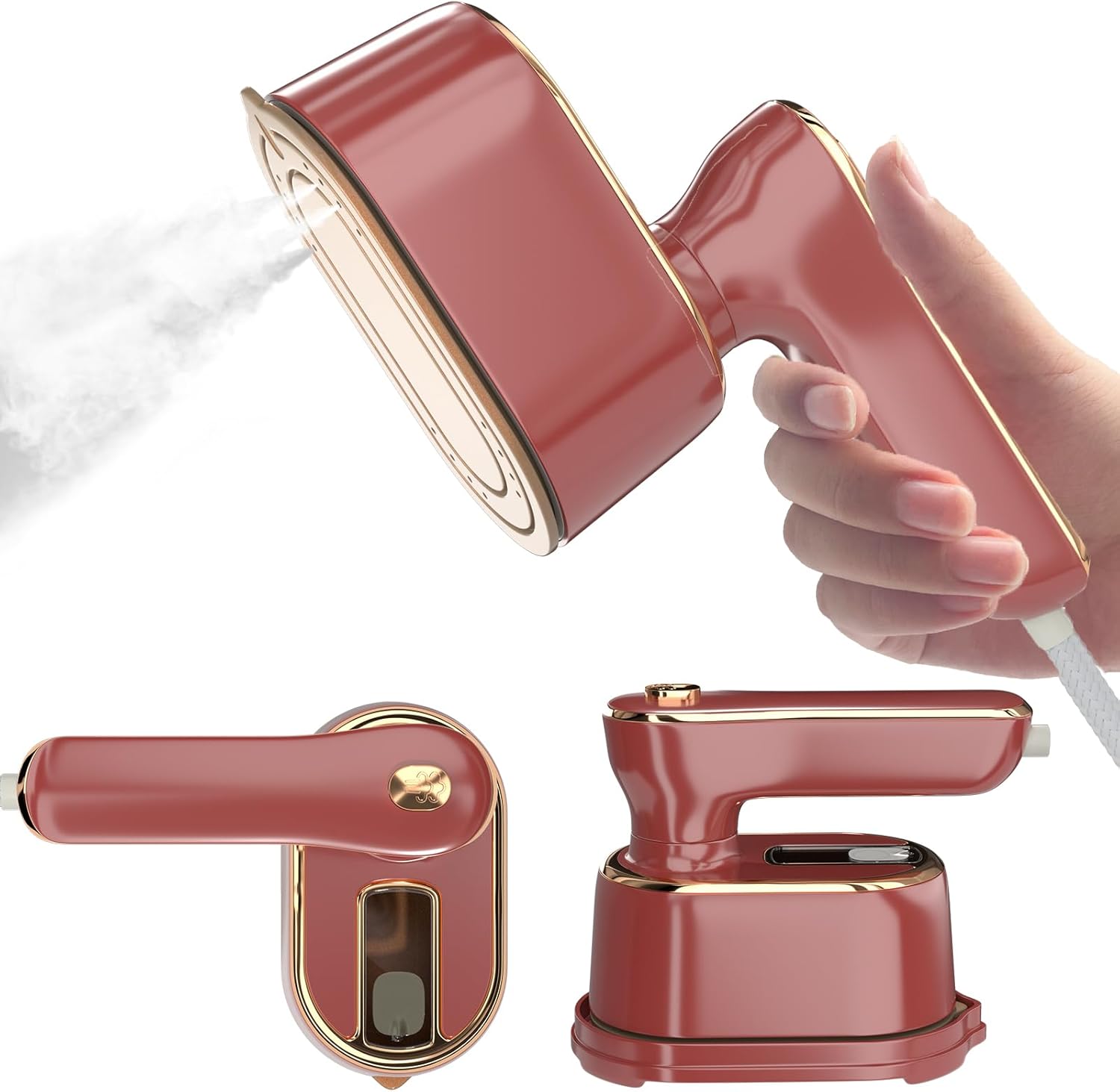Portable White Gold Travel Steam Iron