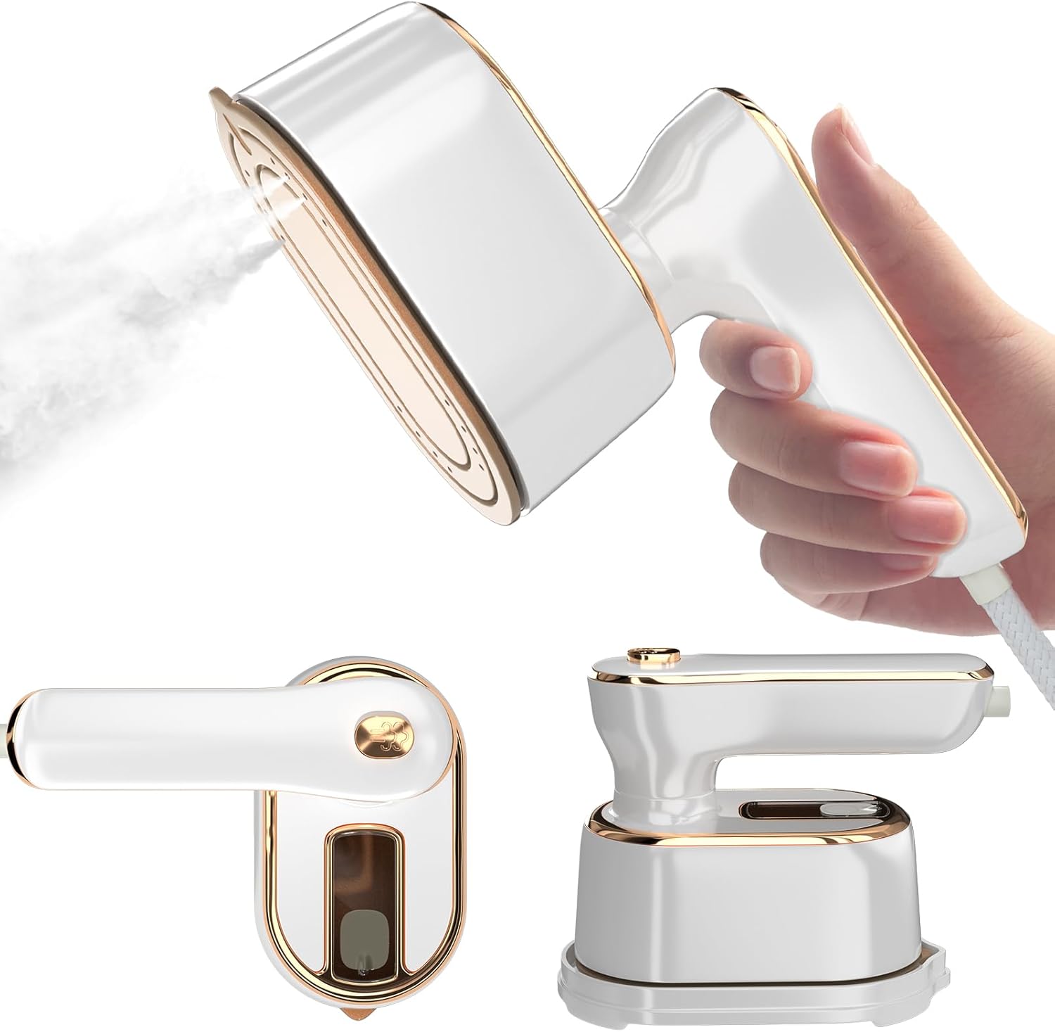 Portable White Gold Travel Steam Iron