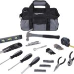 65-piece home repair tool kit with carry bag