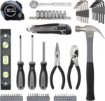 65-piece home repair tool kit with carry bag