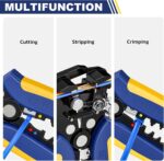 Self-adjusting wire stripper and crimper tool