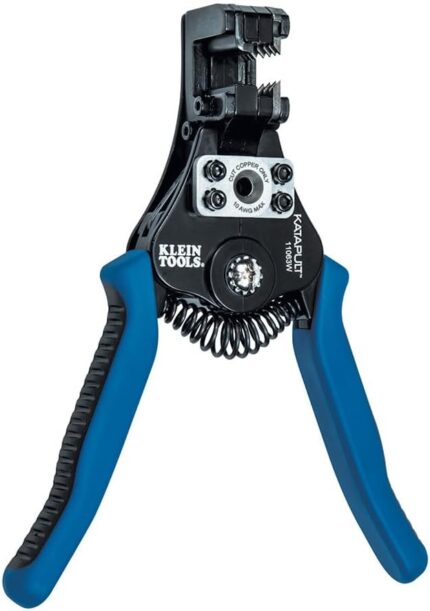Spring-loaded wire stripper and cutter