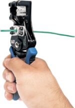 Spring-loaded wire stripper and cutter